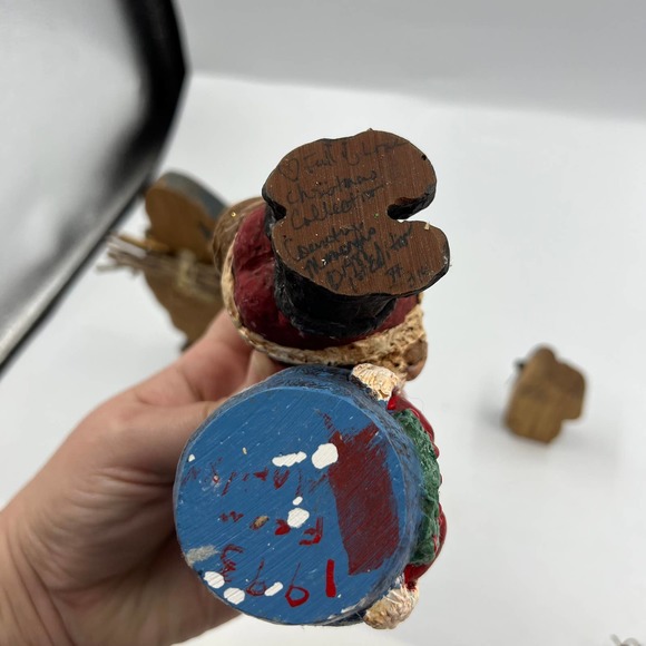 Vintage Lot 5 Christmas Santa Claus Figurines Primitive Old World Wooden Plush - Picture 11 of 14